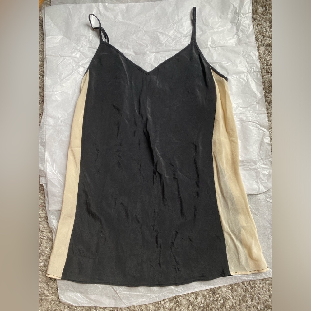 J Crew silk camisole size small black cream cami